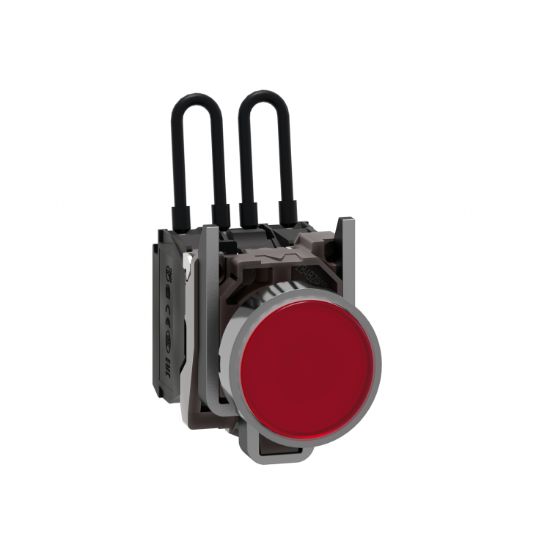 Picture of Push-to-test pilot light, Harmony XB4, metal, red, universal LED, screw clamp terminals, 24V
