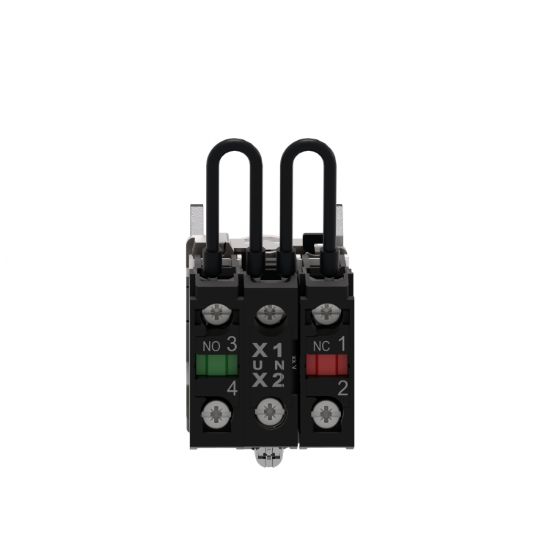 Picture of Push-to-test pilot light, Harmony XB4, metal, red, universal LED, screw clamp terminals, 24V