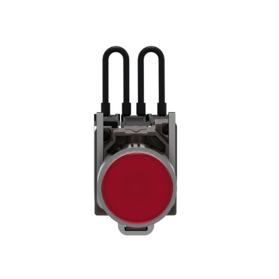 Picture of Push-to-test pilot light, Harmony XB4, metal, red, universal LED, screw clamp terminals, 24V