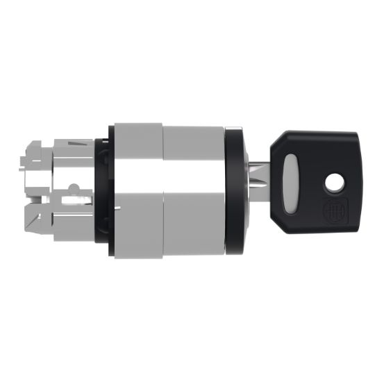 Picture of Key switch selector head, Harmony XB4, metal, black, Ø22, key 455, 3 positions, stay put