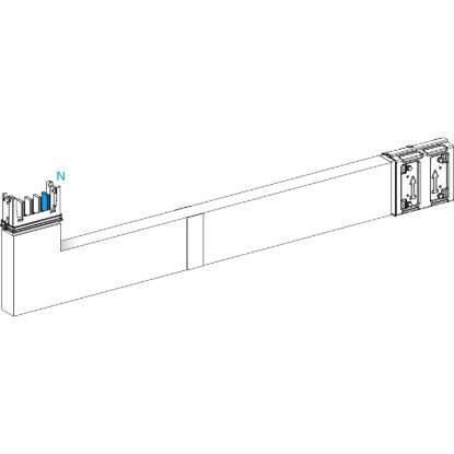 Picture of Elbow, Canalis KSA400, aluminium, 400A, side A made to measure with fire barrier, to go upward, 3L+N+PE, white RAL9001