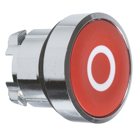 Picture of Push button head, Harmony XB4, metal, flush, red, 22mm, spring return, marked O