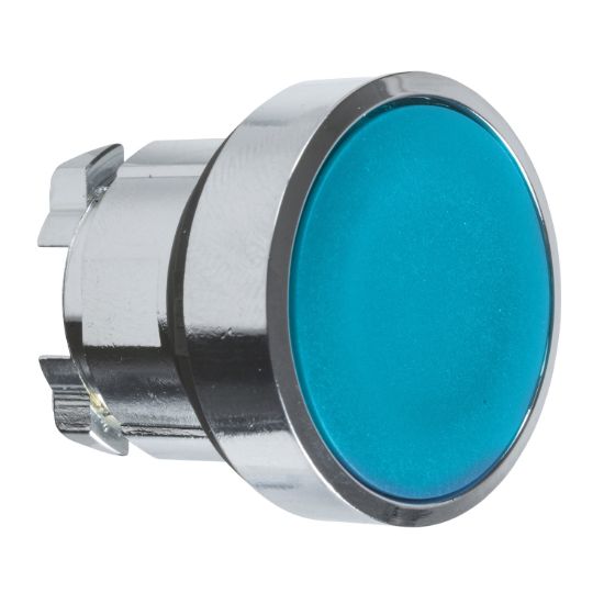 Picture of Push button head, Harmony XB4, metal, flush, blue, 22mm, spring return, unmarked