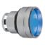 Picture of Head for illuminated push button, Harmony XB4, metal, blue recessed, 22mm, spring return, high guard, unmarked