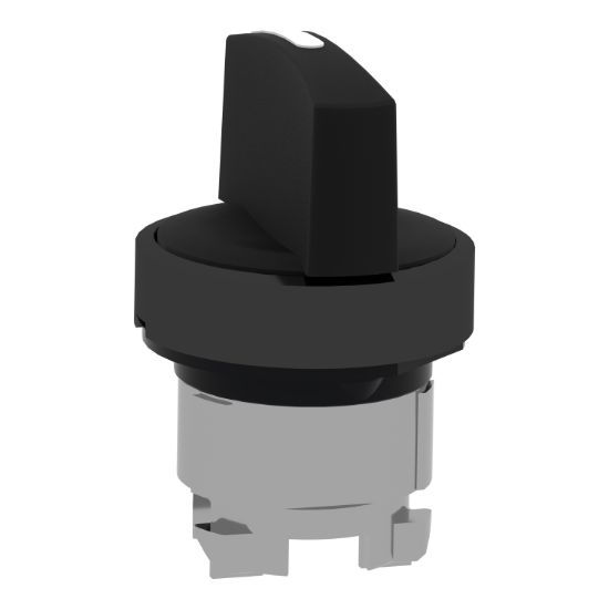 Picture of Head for selector switch, Harmony XB4, black metal, black, 22mm, 3 positions, sping return to center
