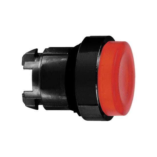 Picture of red projecting illuminated pushbutton head Ø22 spring return for BA9s bulb