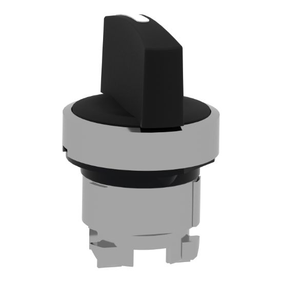 Picture of Head for selector switch, Harmony XB4, metal, black, 22mm, 3 positions, spring return from right to center