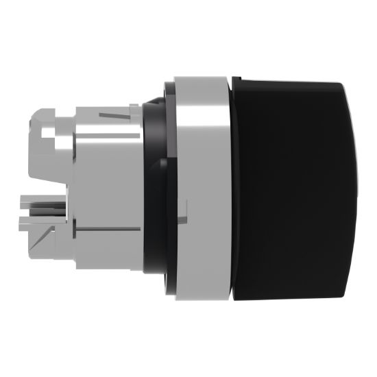 Picture of Head for selector switch, Harmony XB4, metal, black, 22mm, 3 positions, spring return from right to center
