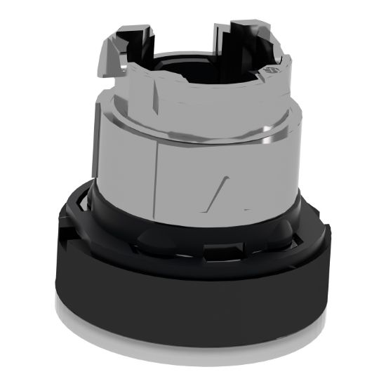 Picture of Head for illuminated push button, Harmony XB4, white flush, 22mm, universal LED, spring return, plain, unmarked