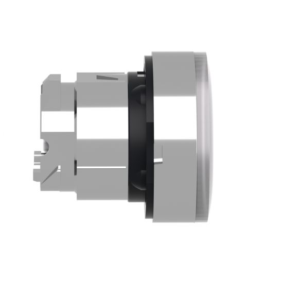 Picture of Head for illuminated push button, Harmony XB4, metal, white flush, 22mm, universal LED, spring return, grooved lens