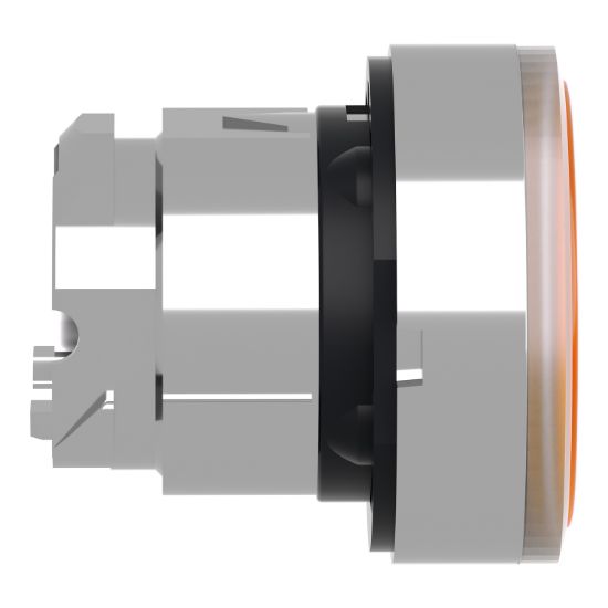 Picture of Head for illuminated push button, Harmony XB4, metal, orange flush, 22mm, universal LED, spring return, plan lens