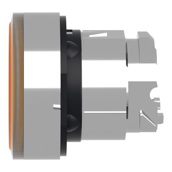 Picture of Head for illuminated push button, Harmony XB4, metal, orange flush, 22mm, universal LED, spring return, plan lens