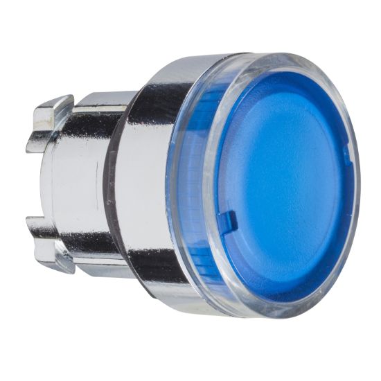 Picture of Head for illuminated push button, Harmony XB4, metal, flush, blue, 22mm, spring return, plain lens for BA9s bulb