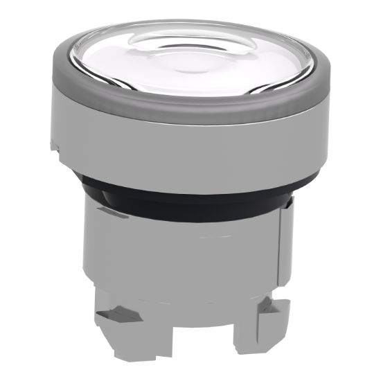 Picture of Head for illuminated push button, Harmony XB4, metal, flush, clear, 22mm, spring return, plain lens for BA9s bulb