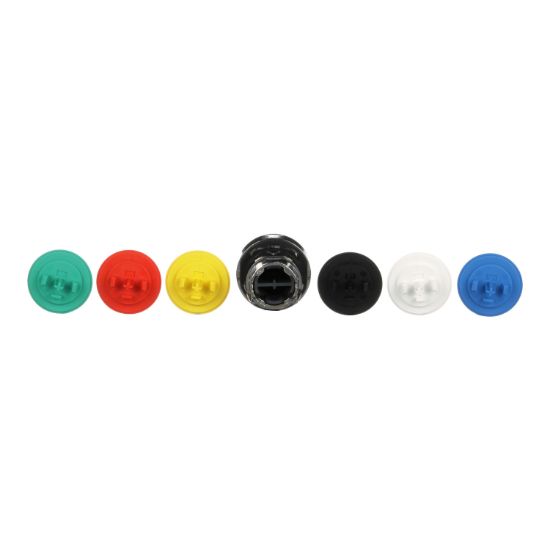 Picture of Head for non illuminated push button, Harmony XB4, metal, flush, 22mm, spring return, with 6 coloured caps unmarked