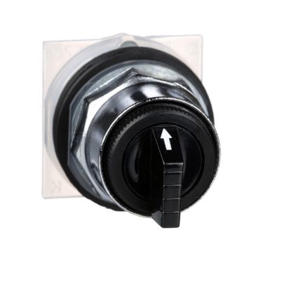 Picture of Selector switch head, Harmony 9001K, metal, standard handle, black, 30mm, 3 positions,return both sides to center