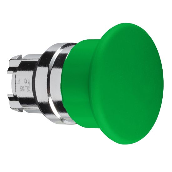 Picture of Head for non illuminated pushbutton, Harmony XB4, mushroom 40mm, metal, green, 22mm, spring return