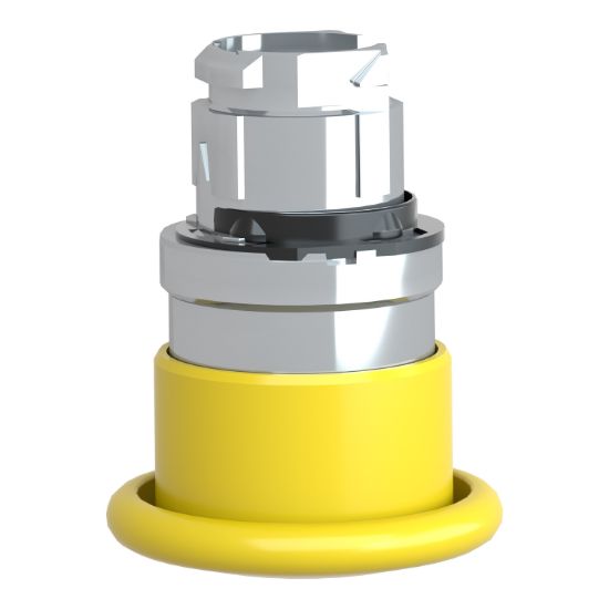 Picture of Head for non illuminated pushbutton, Harmony XB4, mushroom 40mm, metal, yellow, 22mm, spring return