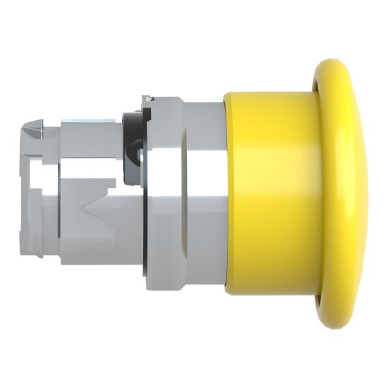 Picture of Head for non illuminated pushbutton, Harmony XB4, mushroom 40mm, metal, yellow, 22mm, spring return