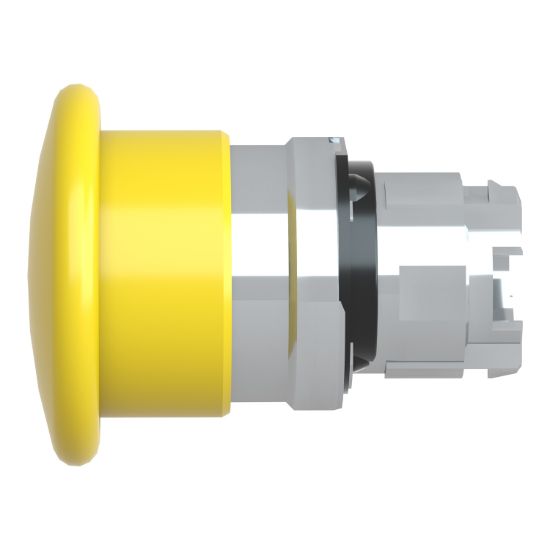 Picture of Head for non illuminated pushbutton, Harmony XB4, mushroom 40mm, metal, yellow, 22mm, spring return
