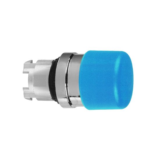 Picture of Head for non illuminated push button, Harmony XB4, blue mushroom 30mm, 22mm, spring return, unmarked