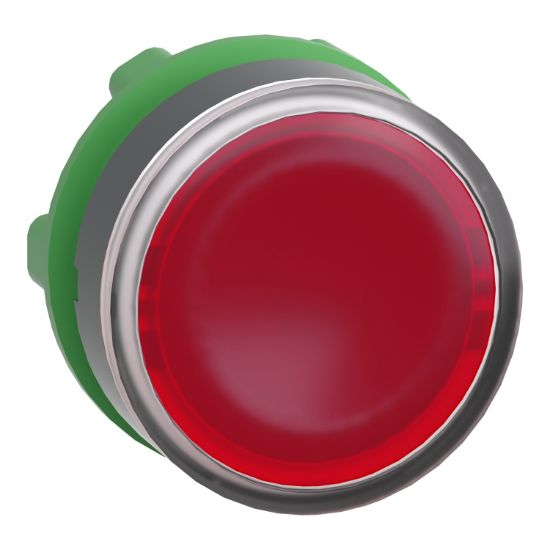 Picture of Head for illuminated push button, Harmony XB5, plastic, red flush, 22mm, universal LED, for insetion of legend