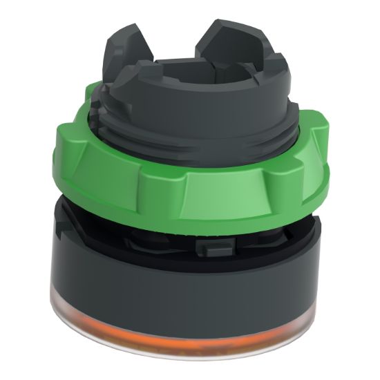 Picture of Head for illuminated push button, Harmony XB5, Harmony XALF, plastic, orange flush, 22mm, universal LED,