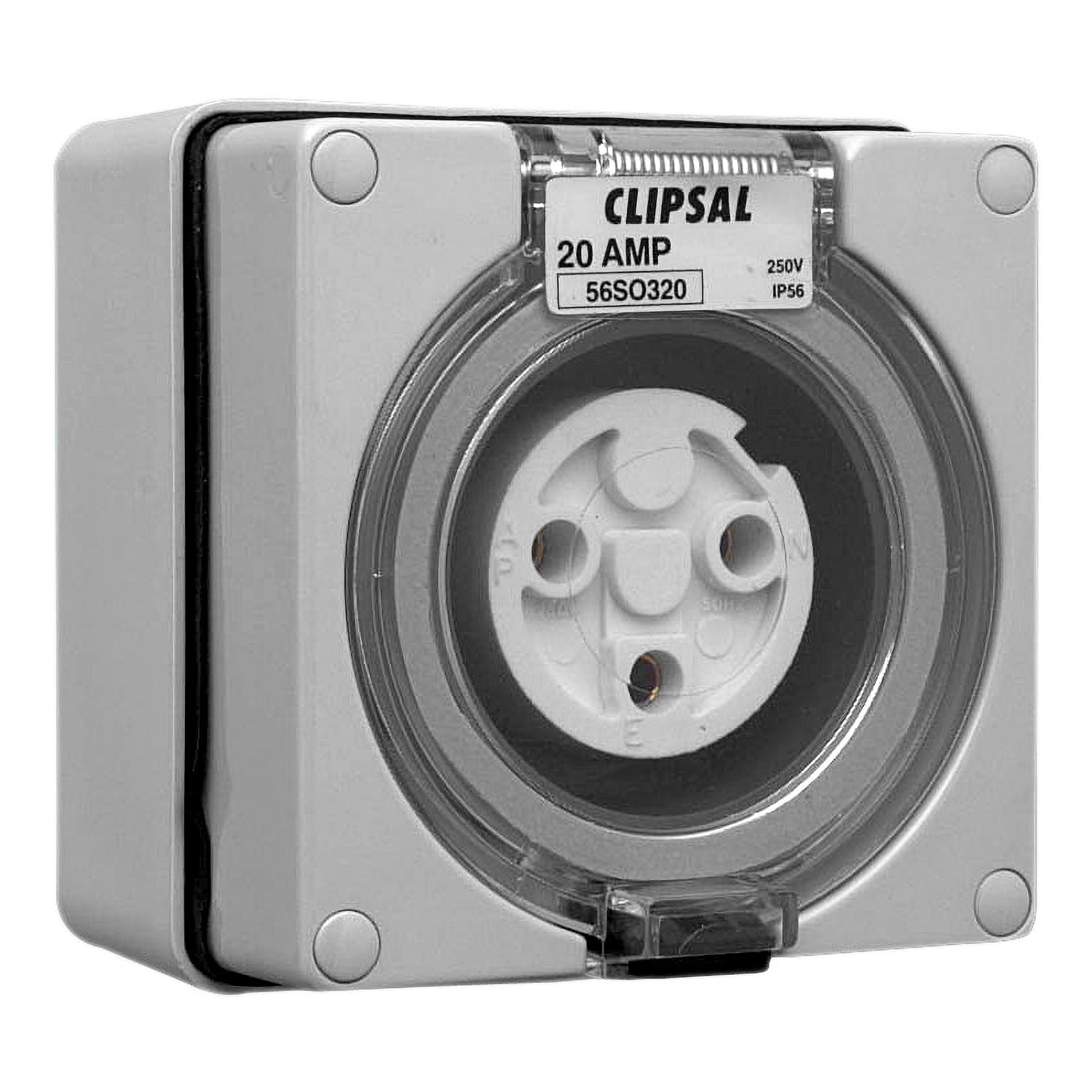 Picture of Surface Socket, Clipsal - 56 Series, IP66, 250V 20A - 3 Round Pins