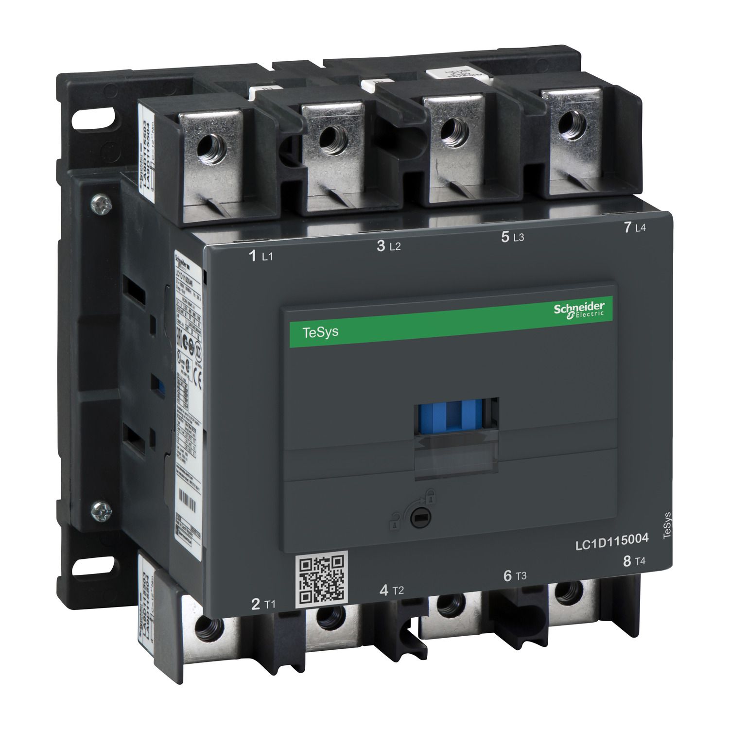 Picture of Contactor, TeSys D, TeSys Deca, 4P(4NO), AC-1 <=440V 200A, 110V AC 50/60Hz coil, lugs/bars terminals