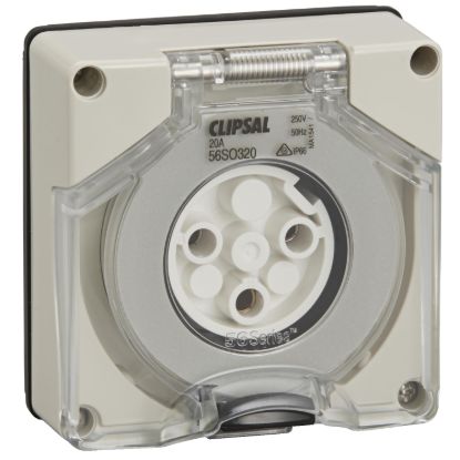 Picture of Socket Outlet, Clipsal - 56 Series, Surface 3 Pole Round 20A Less Enclosure