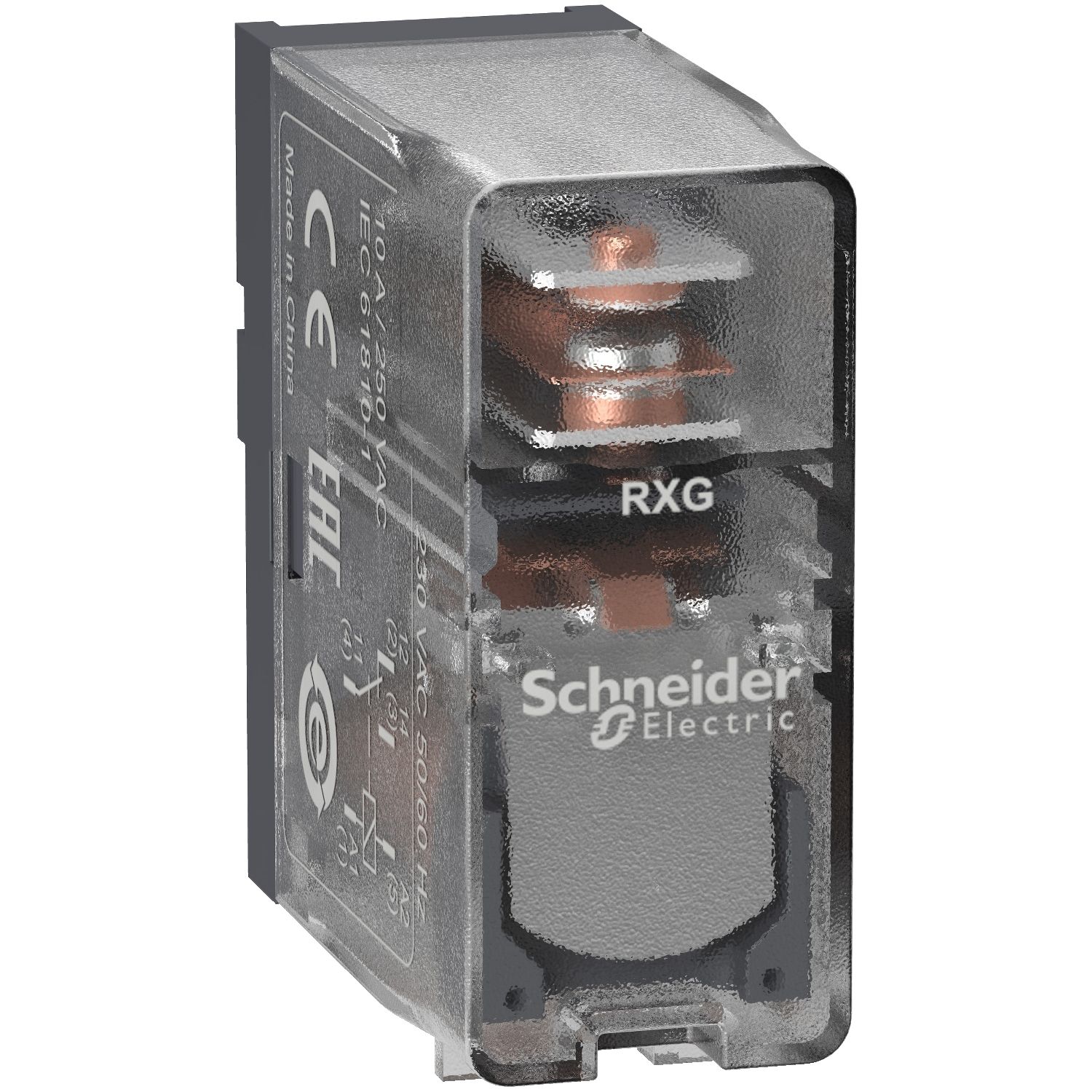 Picture of interface plug in relay, Harmony Electromechanical Relays, 10A, 1CO, clear cover, 230V AC