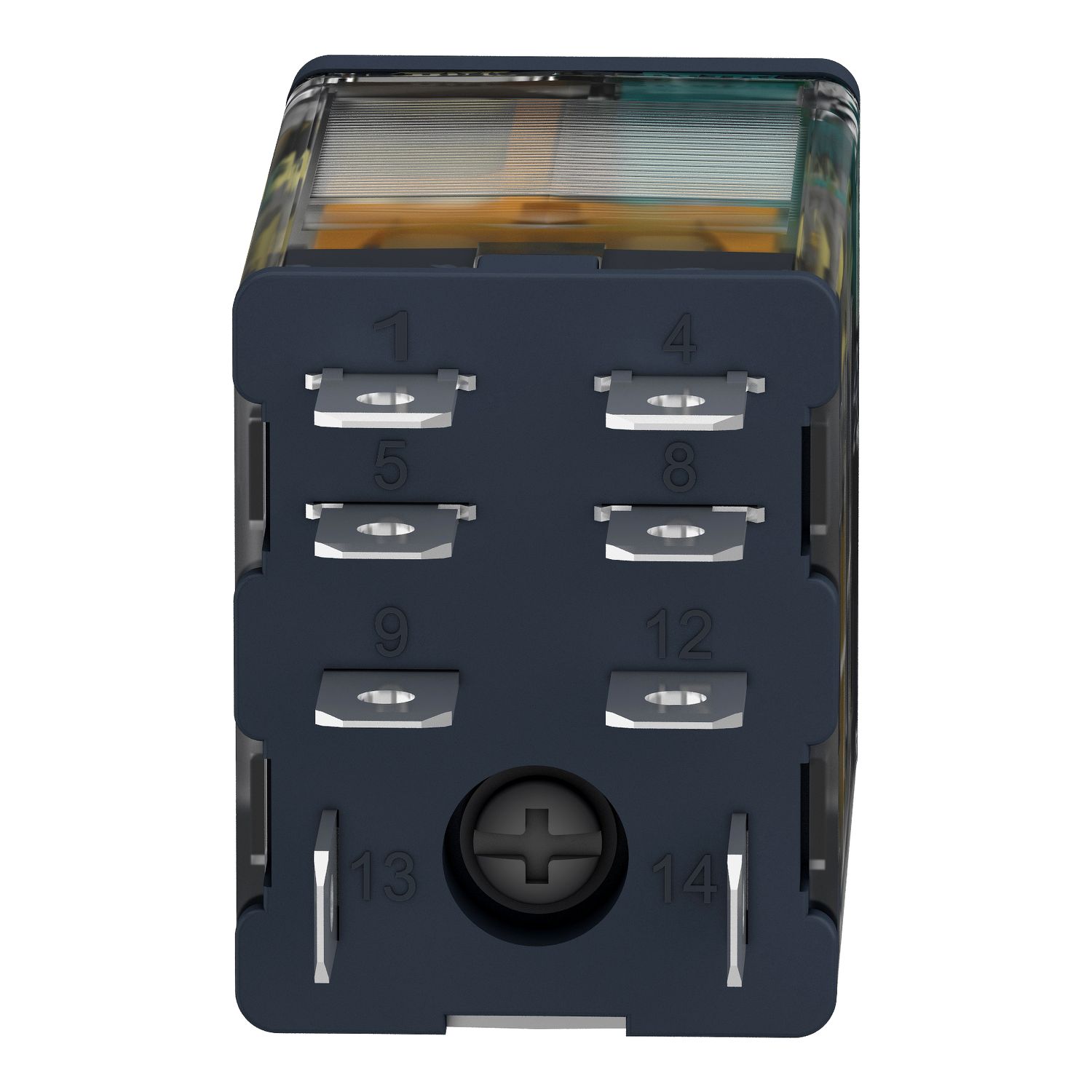 Picture of plug-in relay, Harmony electromechanical relays, 15A, 2CO, with LED, lockable test button, 24V DC