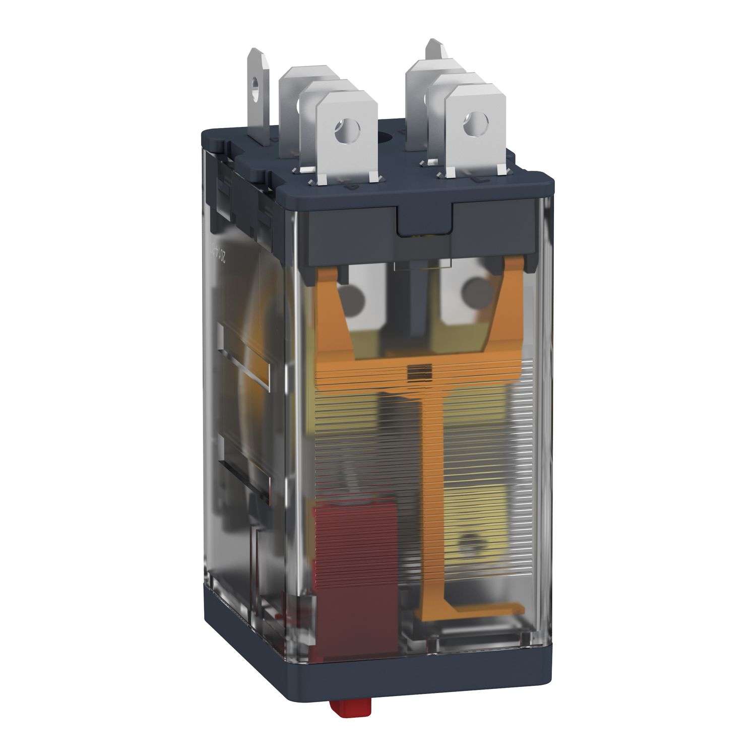 Picture of plug-in relay, Harmony electromechanical relays, 15A, 2CO, with LED, lockable test button, 24V AC