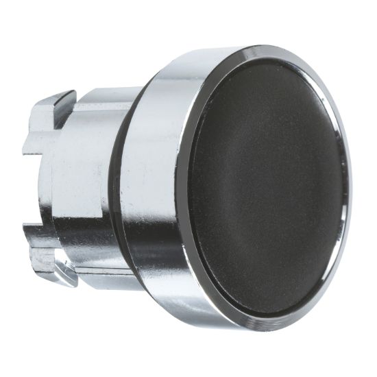 Picture of Head for non illuminated push button, Harmony XB4, metal, black, flush, 22mm, push push, unmarked