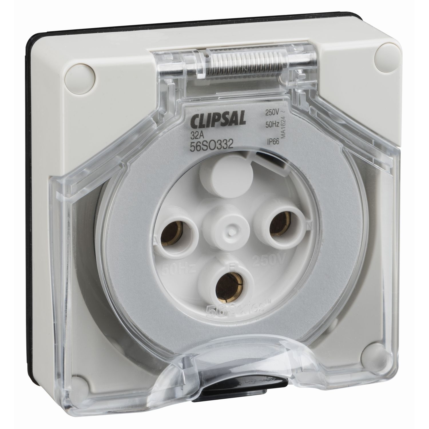 Picture of Socket Outlet, Clipsal - 56 Series, Surface 3 Pole Round 32A Less Enclosure