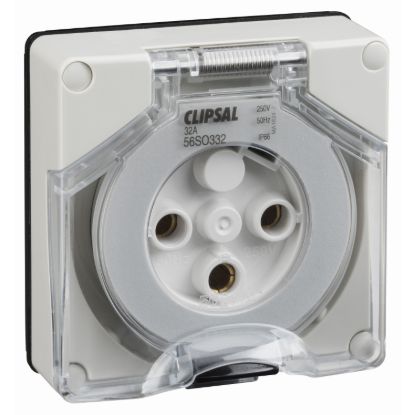 Picture of Socket Outlet, Clipsal - 56 Series, Surface 3 Pole Round 32A Less Enclosure