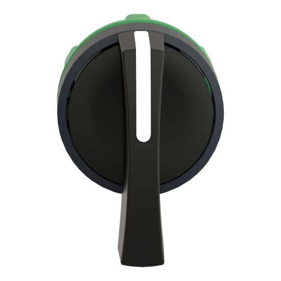 Picture of Head for selector switch, Harmony XB5, plastic, black, 22mm, long handle, 2 positions, stay put