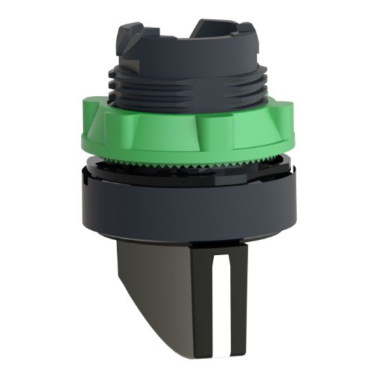 Picture of Head for selector switch, Harmony XB5, plastic, black, 22mm, long handle, 2 positions, stay put