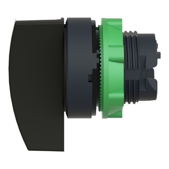 Picture of Head for selector switch, Harmony XB5, plastic, black, 22mm, long handle, 2 positions, stay put