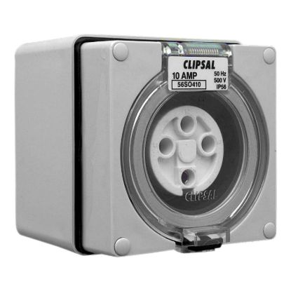 Picture of Surface Socket, Clipsal - 56 Series, IP66, 500V 10A - 4 Round Pins