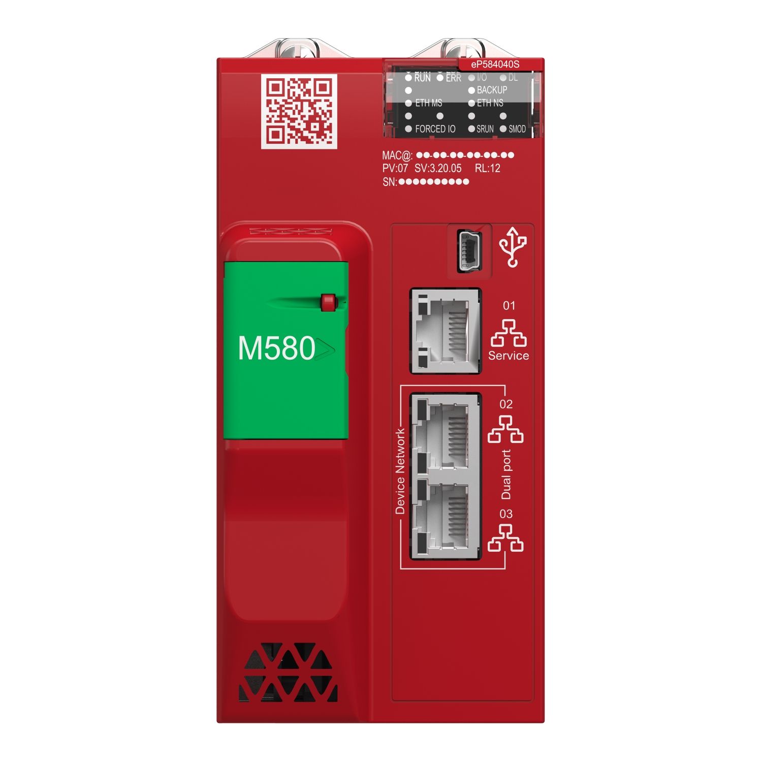 Picture of standalone safety processor, Modicon M580, 16MB, 61 Ethernet devices, 16 remote IO racks of X80 and Quantum, 64 CIP safety devices