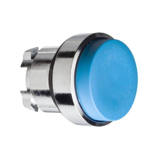Picture of Head for non illuminated push button, Harmony XB4, blue projecting pushbutton Ø22 mm spring return unmarked
