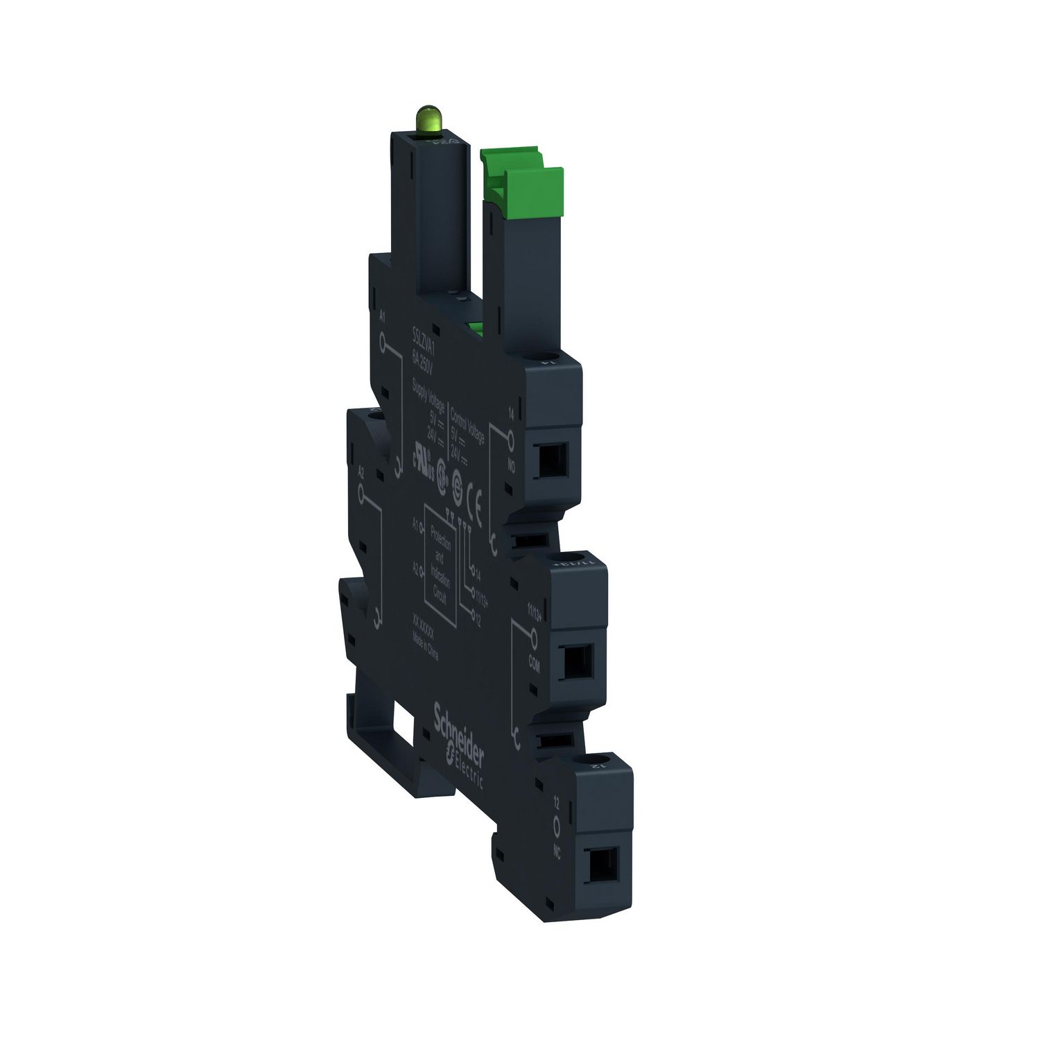 Picture of Socket equipped with LED and protection circuit, Harmony Solid State Relays, for SSL relays, screw connectors, 5 24V DC