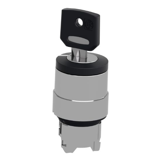 Picture of Key switch selector head, Harmony XB4, metal, black, 22mm, key 421E, 2 positions, stay put