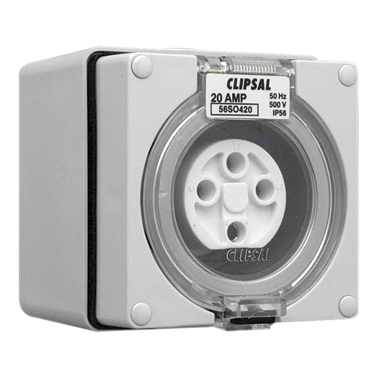 Picture of Surface Socket, Clipsal - 56 Series, IP66, 500V 20A - 4 Round Pins