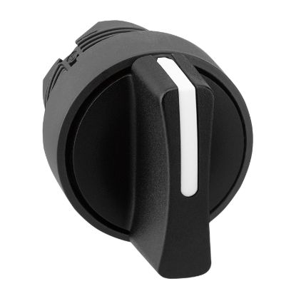 Picture of Selector switch head, Harmony XB5, plastic, black, 22mm, 3 positions, spring return to center