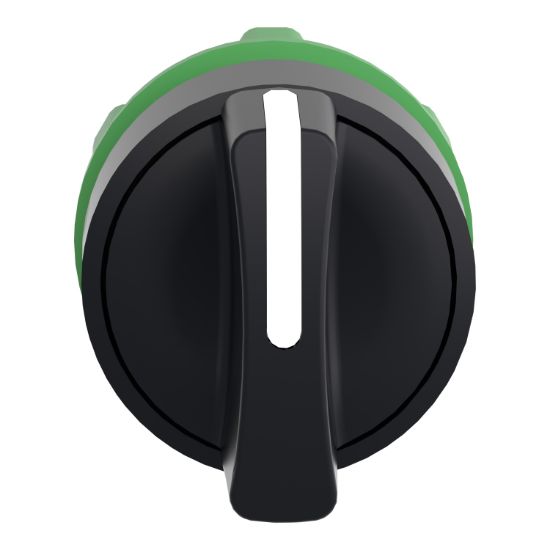 Picture of Selector switch head, Harmony XB5, plastic, black, 22mm, 3 positions, spring return to center