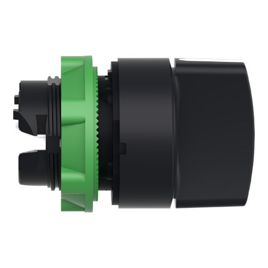 Picture of Selector switch head, Harmony XB5, plastic, black, 22mm, 3 positions, spring return to center