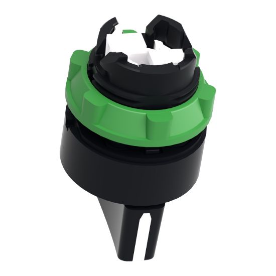 Picture of Head for selector switch, Harmony XB5, plastic, black, 22mm, 3 positions, spring return from right to center