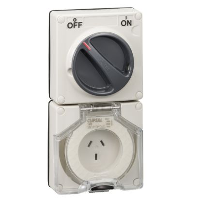 Picture of Combination Switched Socket Outlet, Clipsal - 56 Series, 250V, 10A, 3 Flat PIN, Heavy Duty
